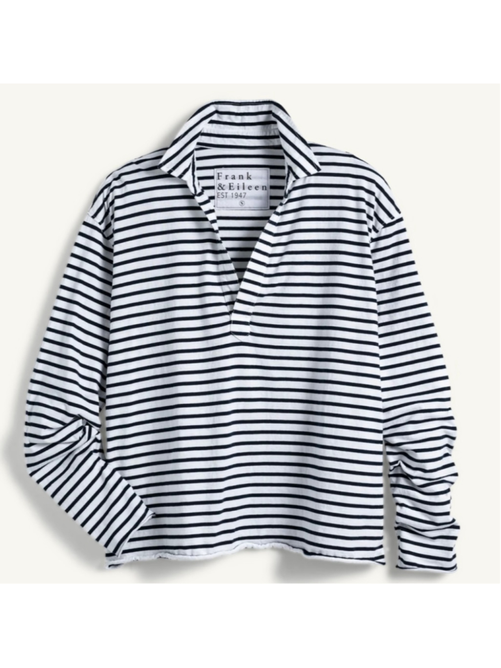 Frank and Eileen PATRICK Popover Henley Navy French Stripe Nautical Sz Small